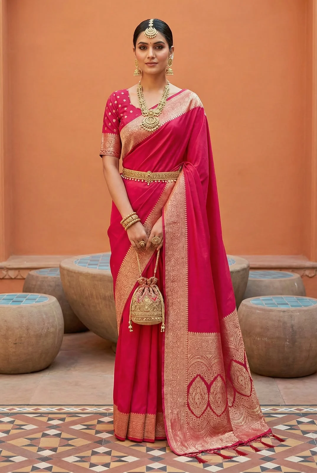 Teal Blue Meenakari design Banarasi Silk Saree